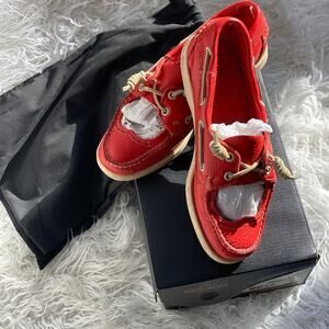 Sebago Montauk Red Leather Cutout Style Boat Shoe